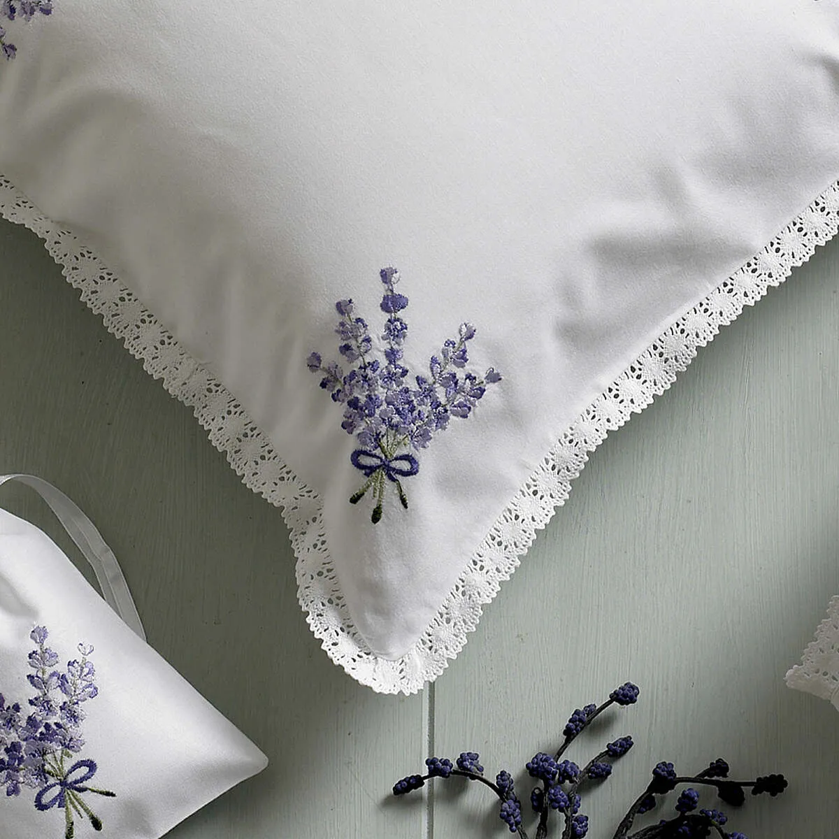 Anna Lavender Embroidered Cotton Cushion Cover