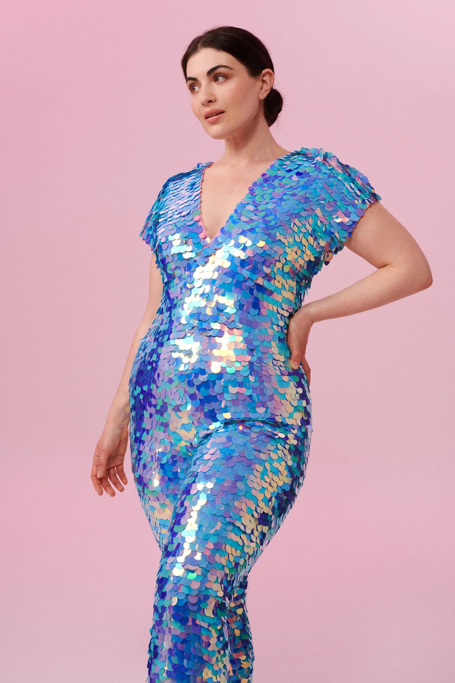 APHRODITE SEQUIN JUMPSUIT - AMETHYST