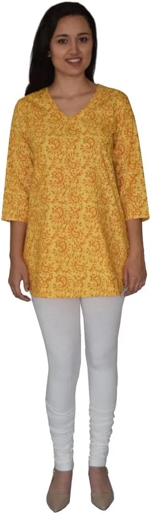 AV Hand Block Printed V Neck Tunic