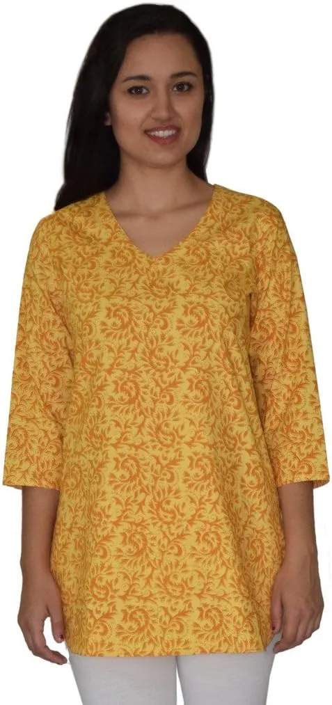 AV Hand Block Printed V Neck Tunic