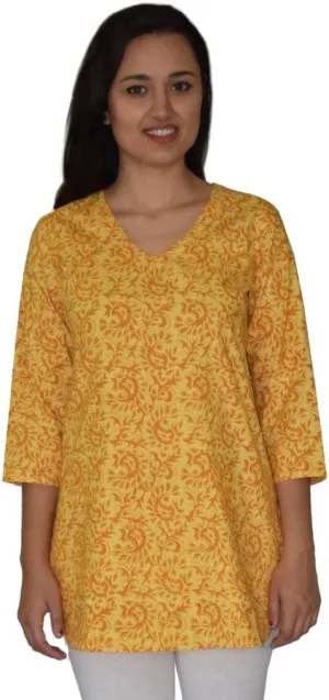 AV Hand Block Printed V Neck Tunic