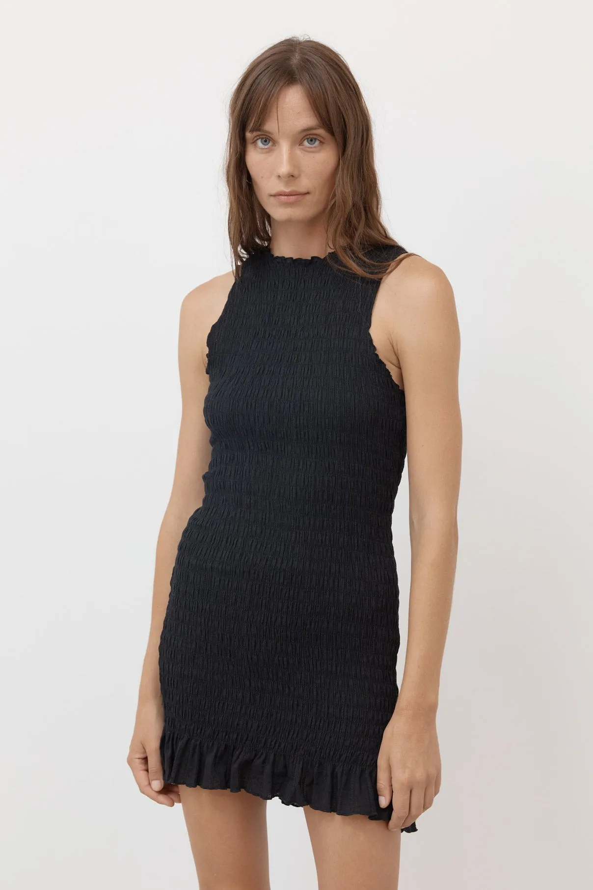 Blackberry Ruched Cotton Dress
