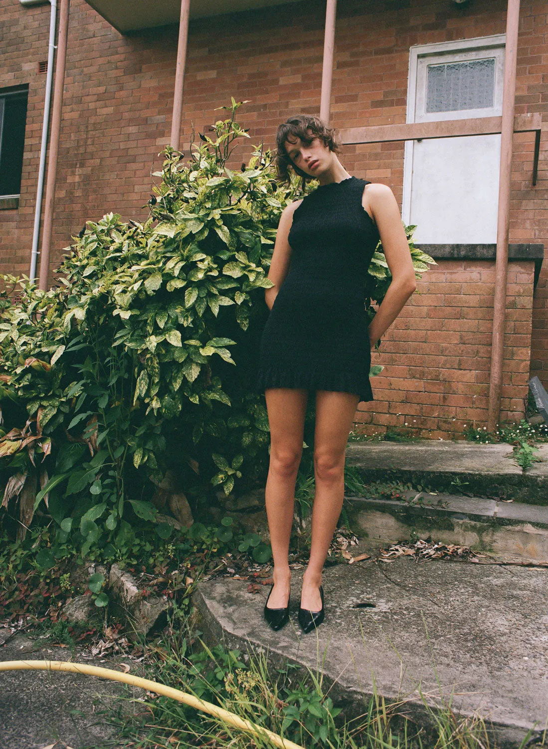 Blackberry Ruched Cotton Dress