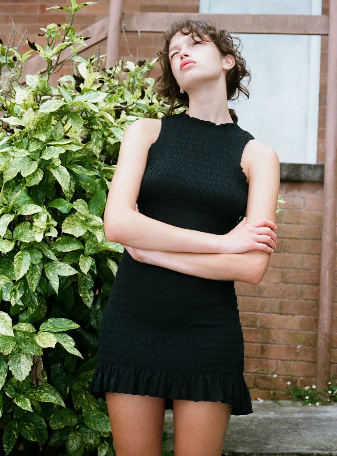 Blackberry Ruched Cotton Dress