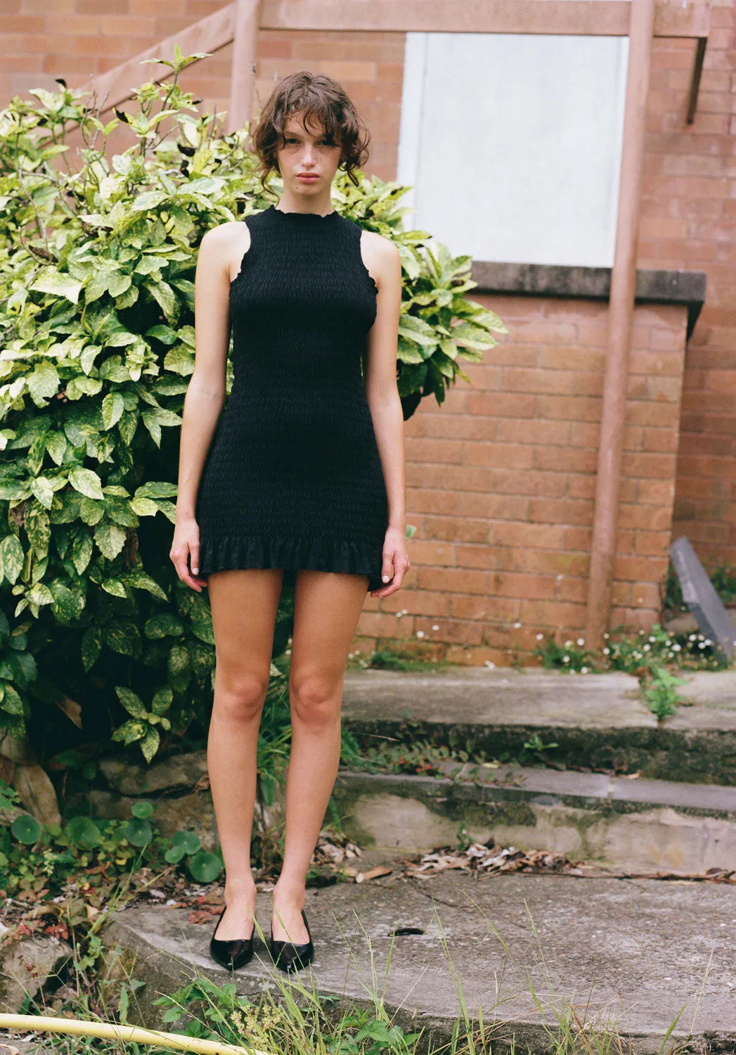 Blackberry Ruched Cotton Dress