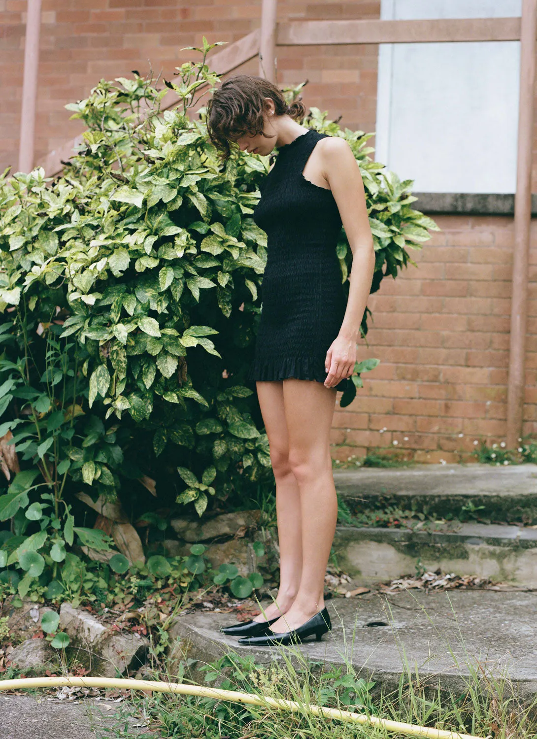 Blackberry Ruched Cotton Dress