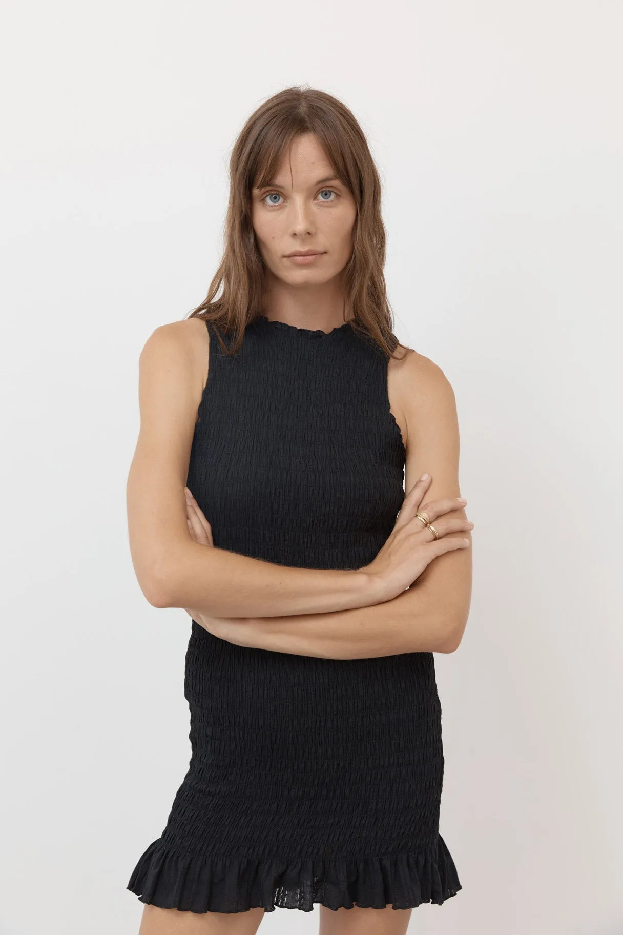 Blackberry Ruched Cotton Dress
