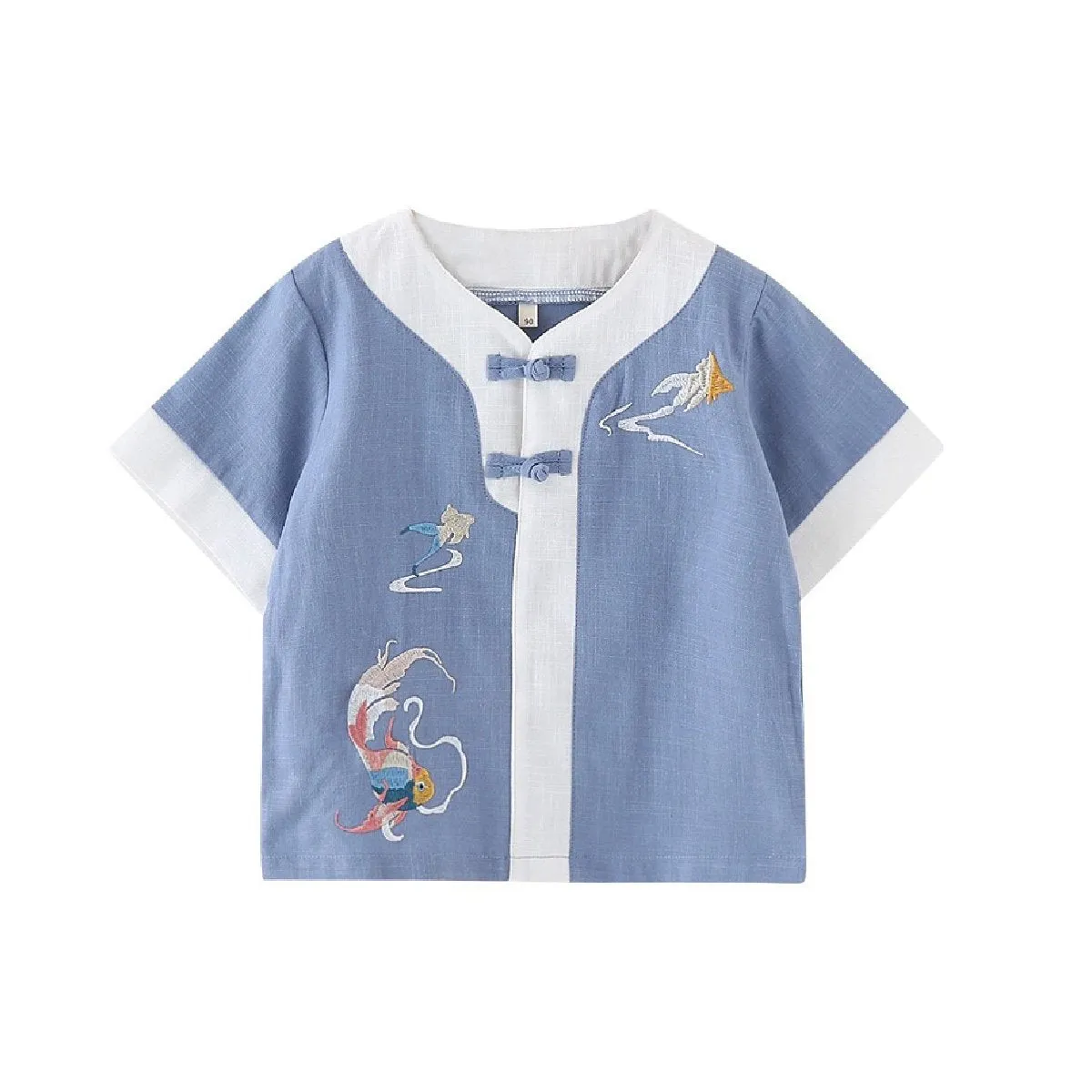 Boys' Embroidered Short-Sleeved Hanfu - Traditional Chinese Attire