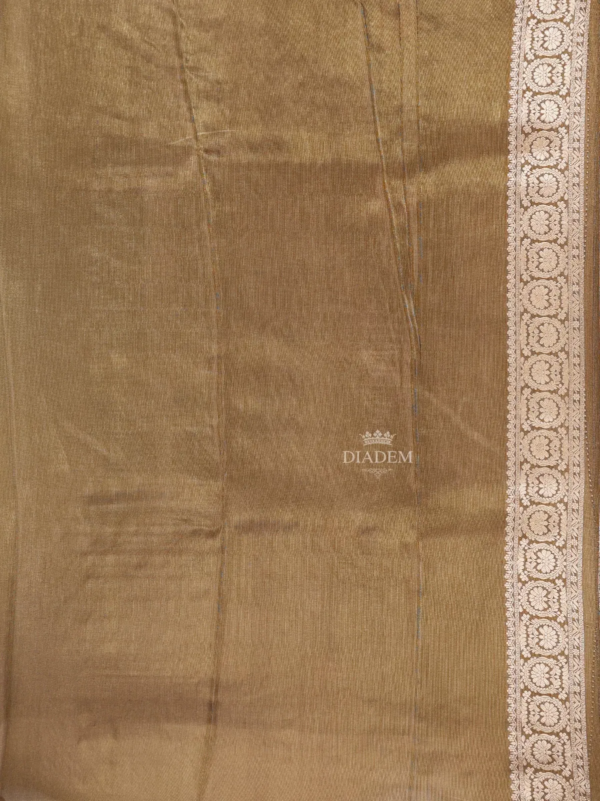 Brown Banarasi Saree with Floral Design on the Body with Designed Border