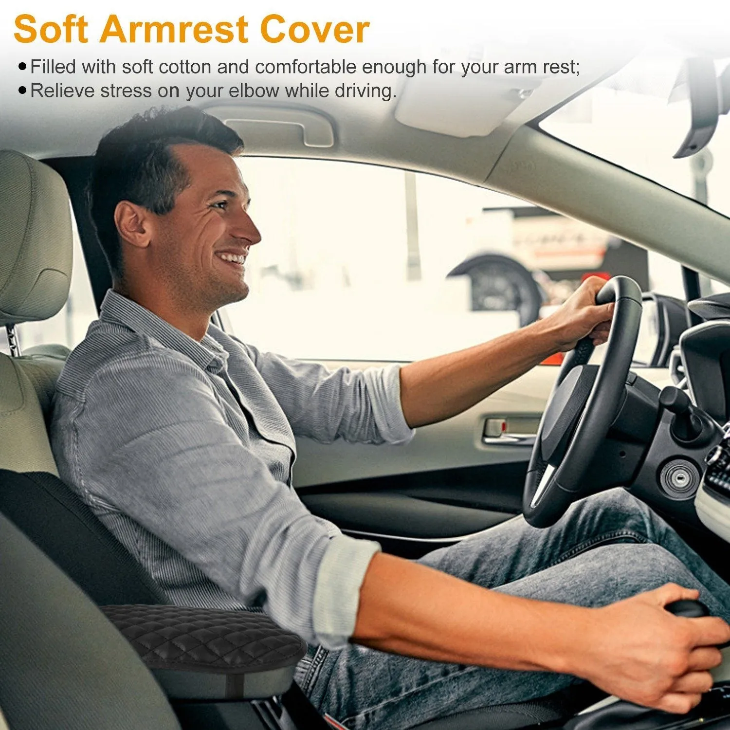 Car Armrest Pad Cover PU Leather Fit for SUV Truck Car