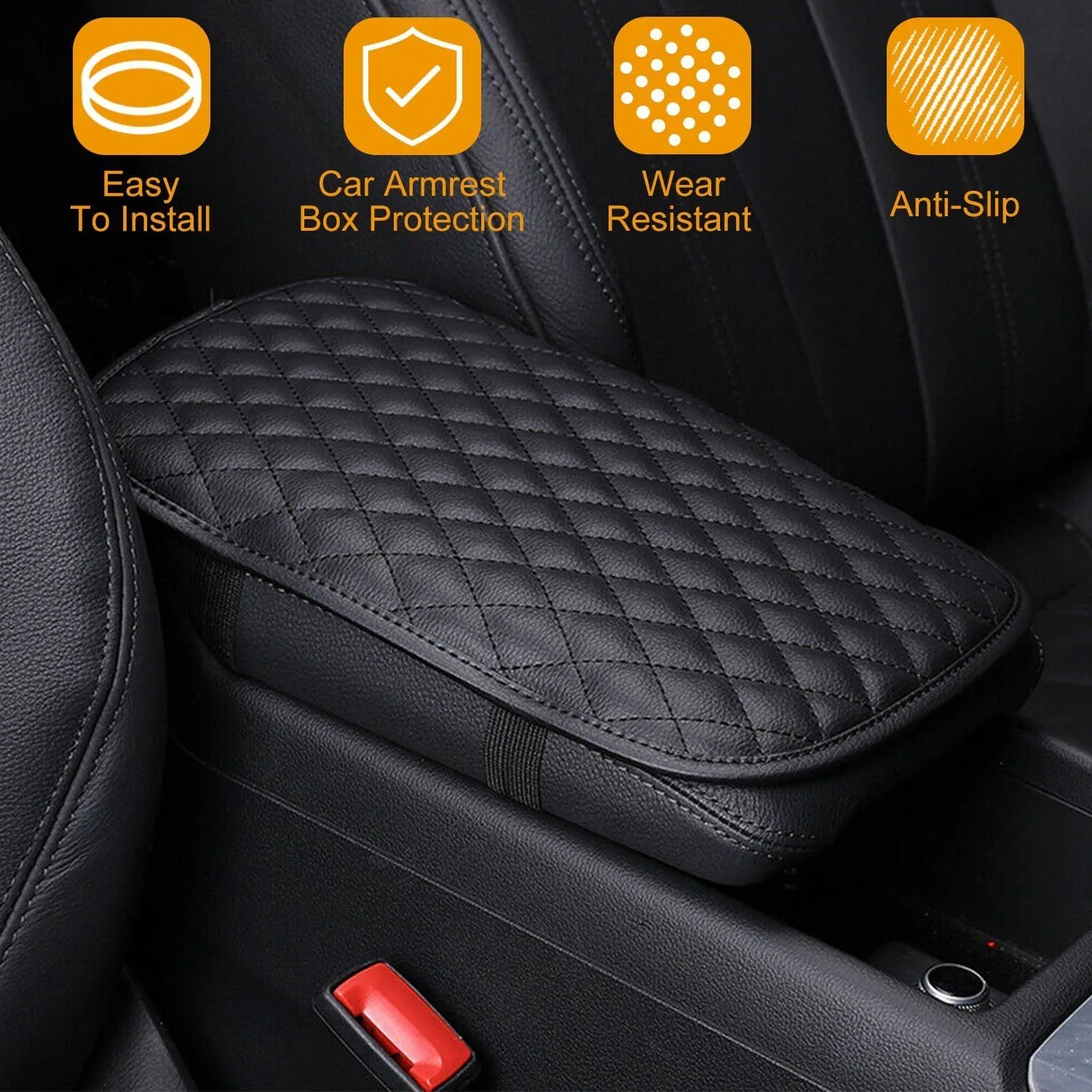 Car Armrest Pad Cover PU Leather Fit for SUV Truck Car