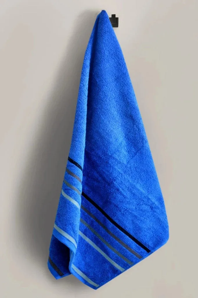 Cotton Towel With Jacquard Stripe(1894) - Royal Blue