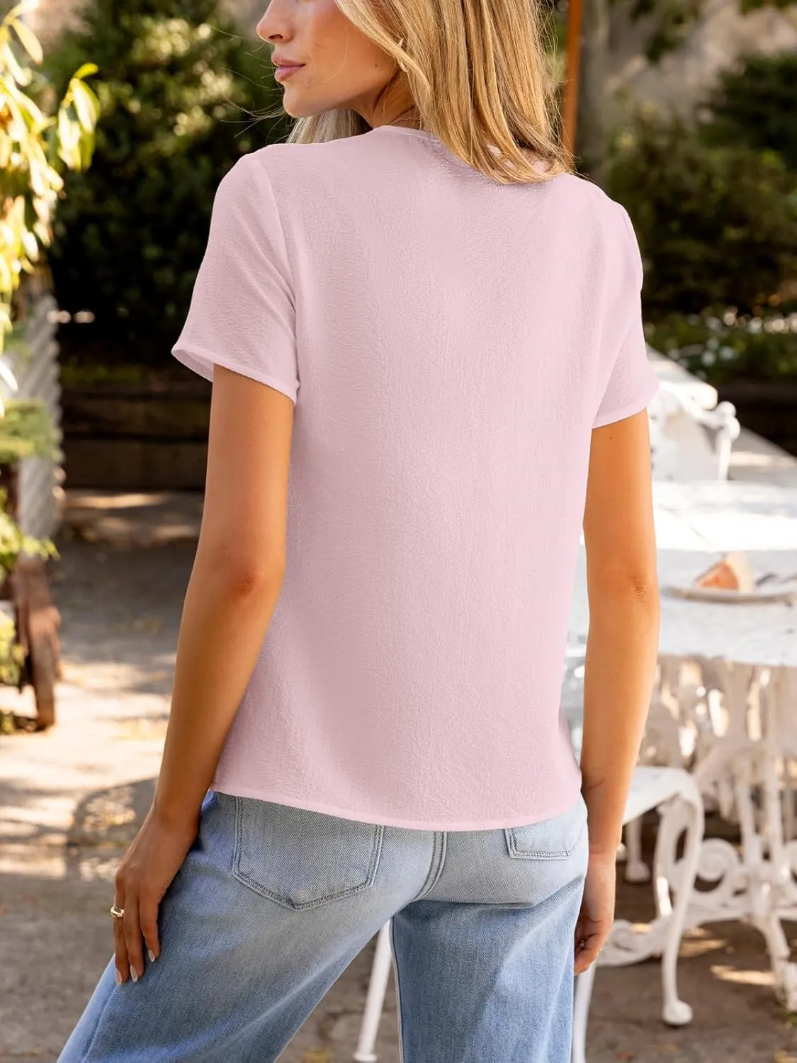 CUPSHE Women Summer Tops Short Sleeve Dressy Casual Business Work Blouses Office Shirts