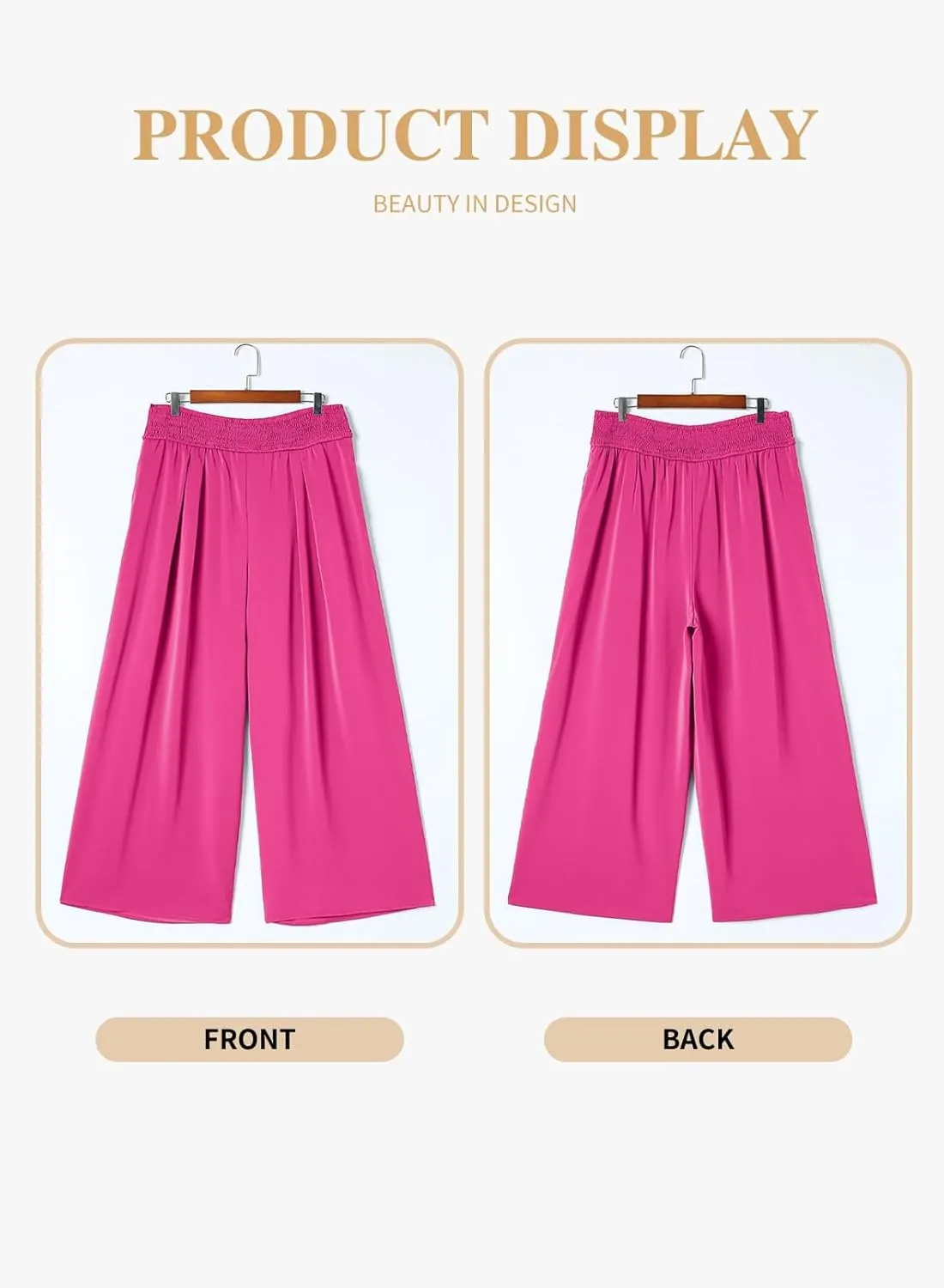 Eytino Women Plus Size Wide Leg Pants Casual Loose Smocked High Waisted Lounge Pajama Palazzo Pants(1X-5X)