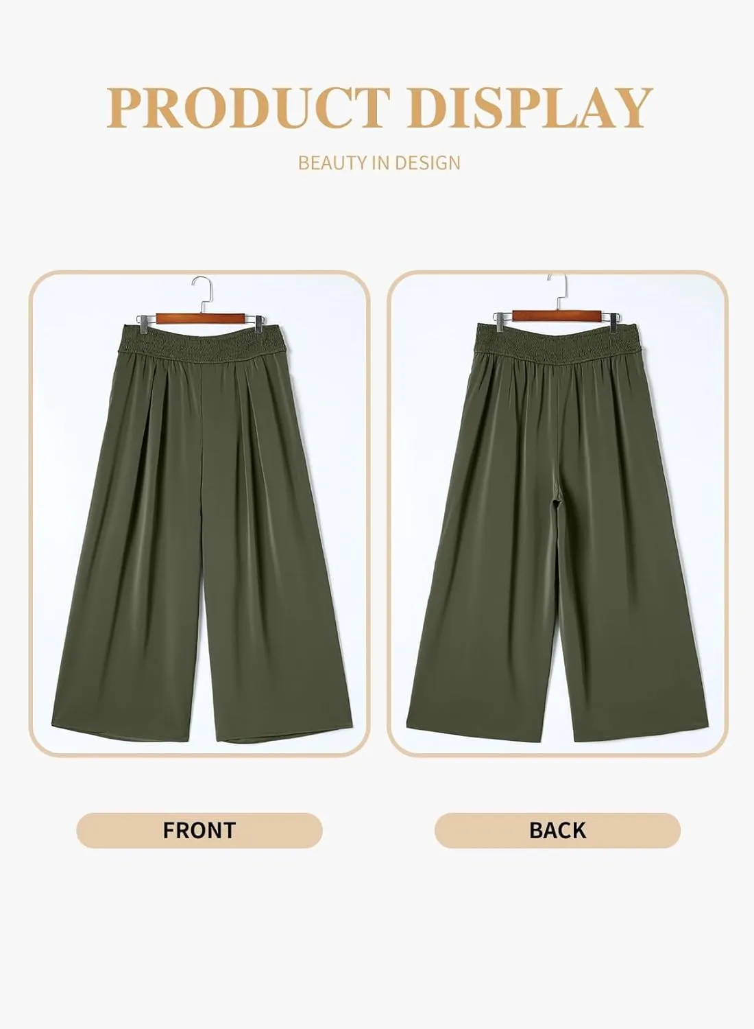 Eytino Women Plus Size Wide Leg Pants Casual Loose Smocked High Waisted Lounge Pajama Palazzo Pants(1X-5X)