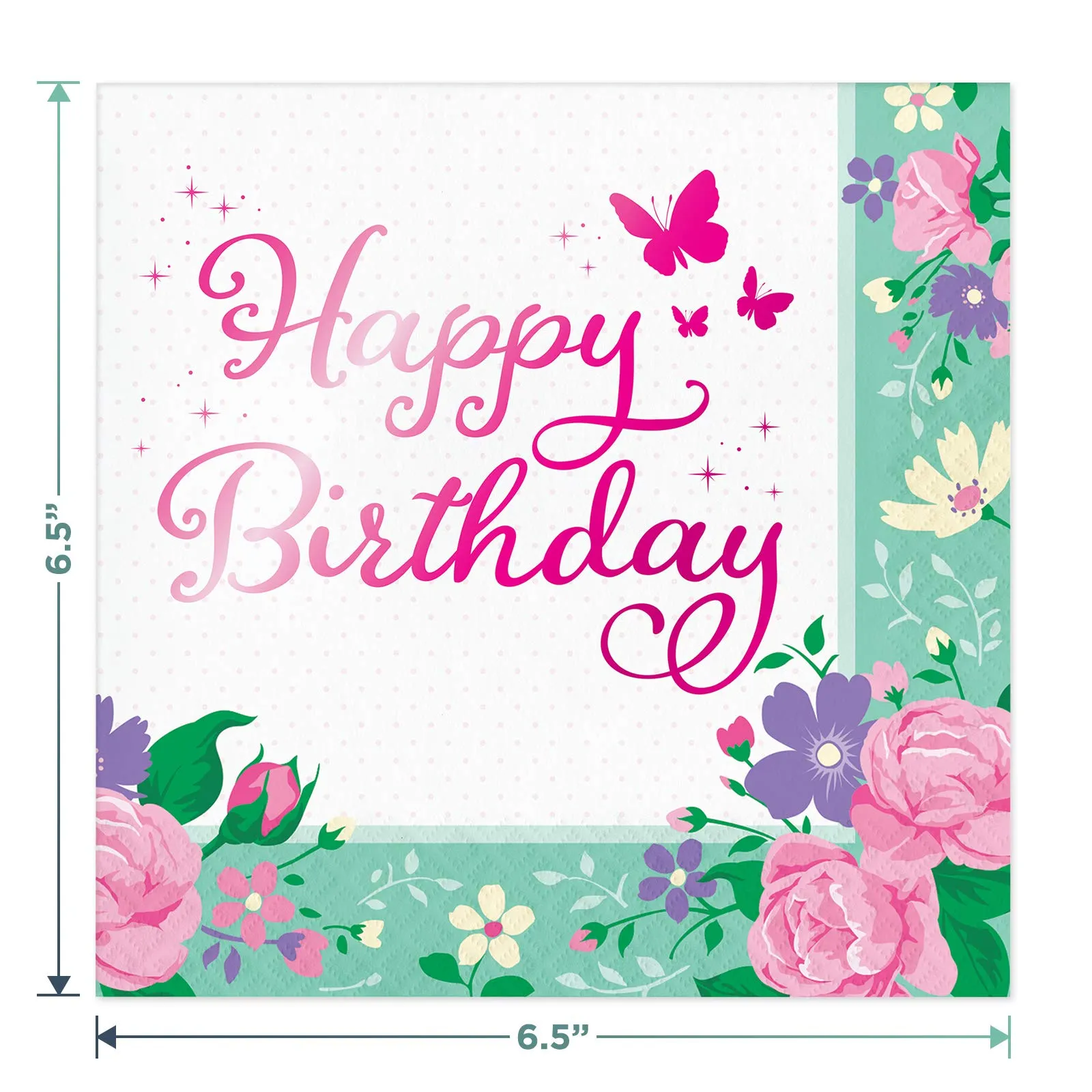 Floral Woodland Fairy Metallic Sparkle Birthday Party Pack - Paper Dinner Plates, Napkins, Cups, and Banner Set (Serves 16)