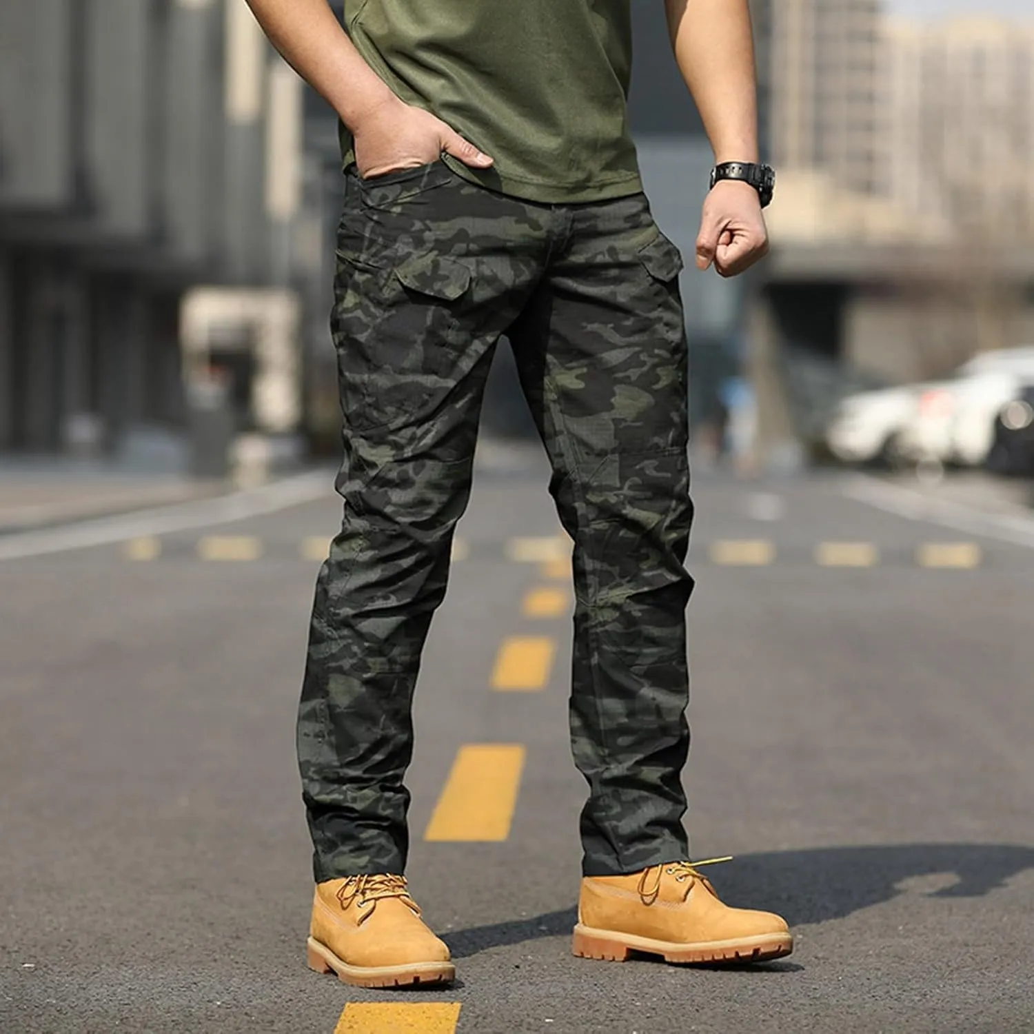Fxbar Men's Stretch Tactical Pants Breathable Ripstop Cargo Pants Outdoor Lightweight EDC Work Hiking Pants for Men