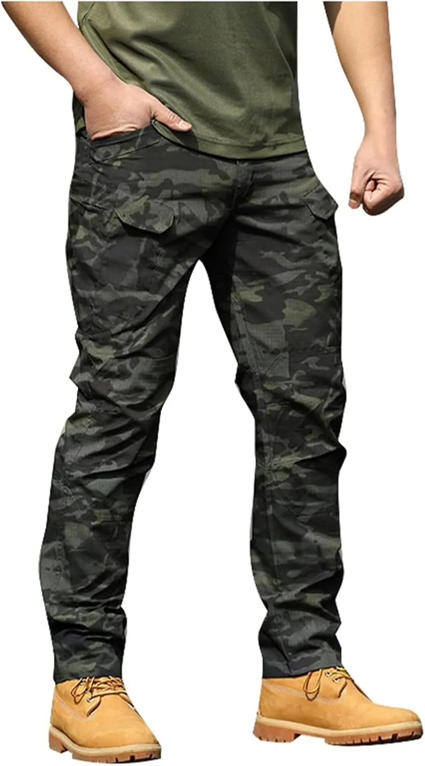 Fxbar Men's Stretch Tactical Pants Breathable Ripstop Cargo Pants Outdoor Lightweight EDC Work Hiking Pants for Men