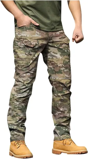 Fxbar Men's Stretch Tactical Pants Breathable Ripstop Cargo Pants Outdoor Lightweight EDC Work Hiking Pants for Men