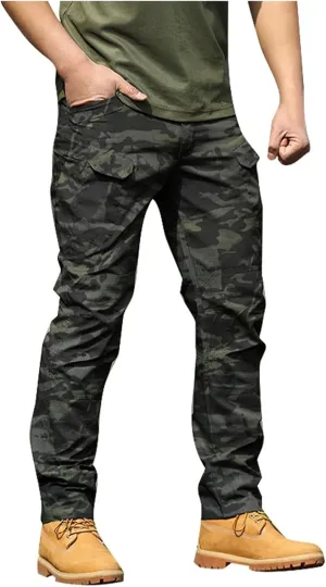 Fxbar Men's Stretch Tactical Pants Breathable Ripstop Cargo Pants Outdoor Lightweight EDC Work Hiking Pants for Men