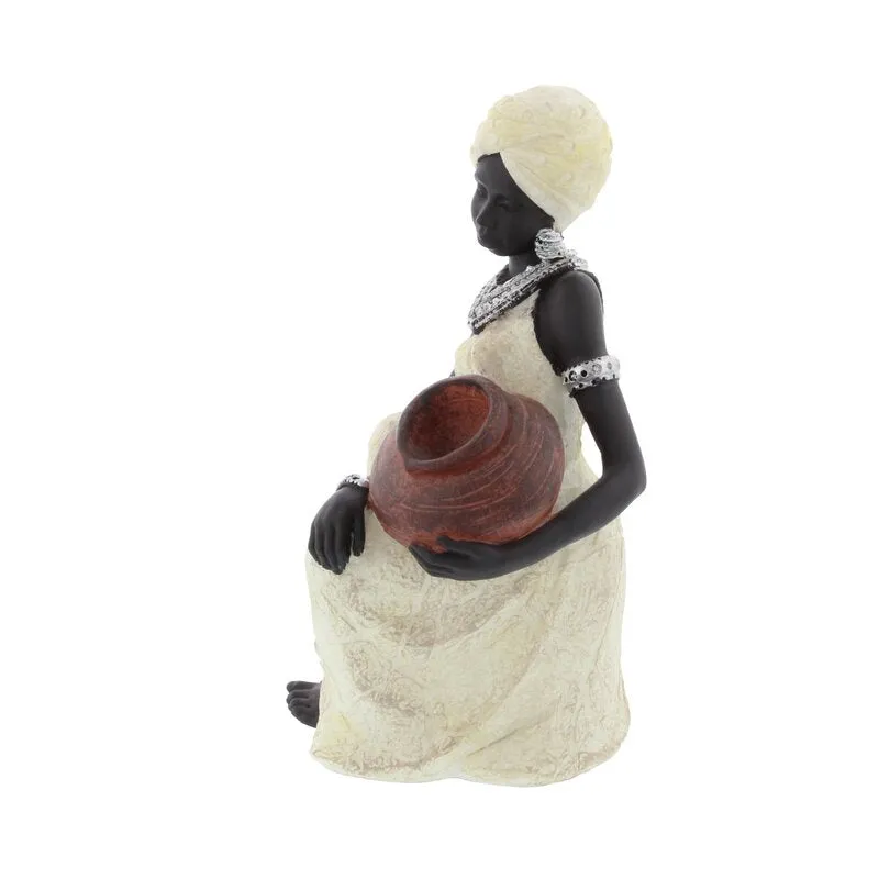 Gamslo African Black/White Woman Figurine
