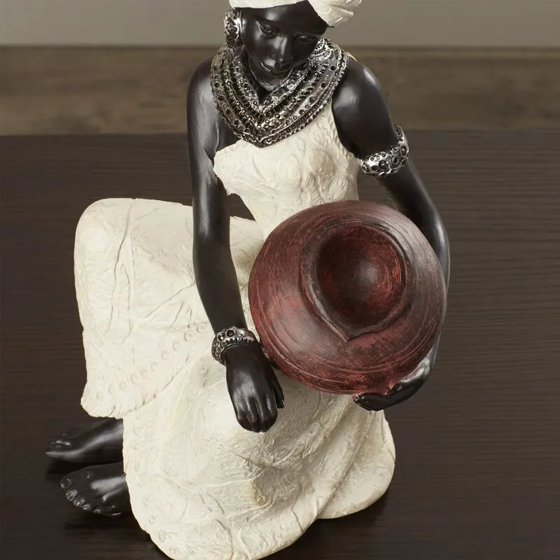 Gamslo African Black/White Woman Figurine