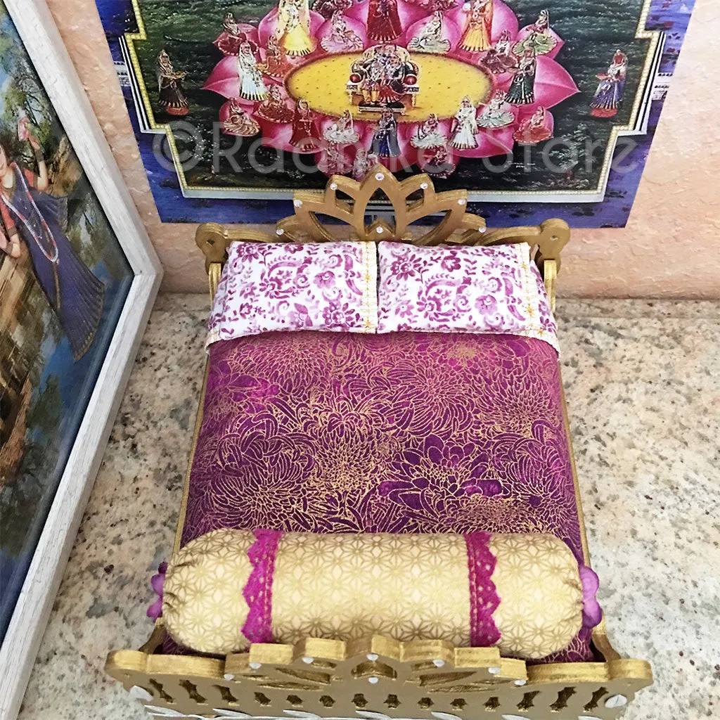 Golden Vrindavan Lotus Bed - 8" Inch