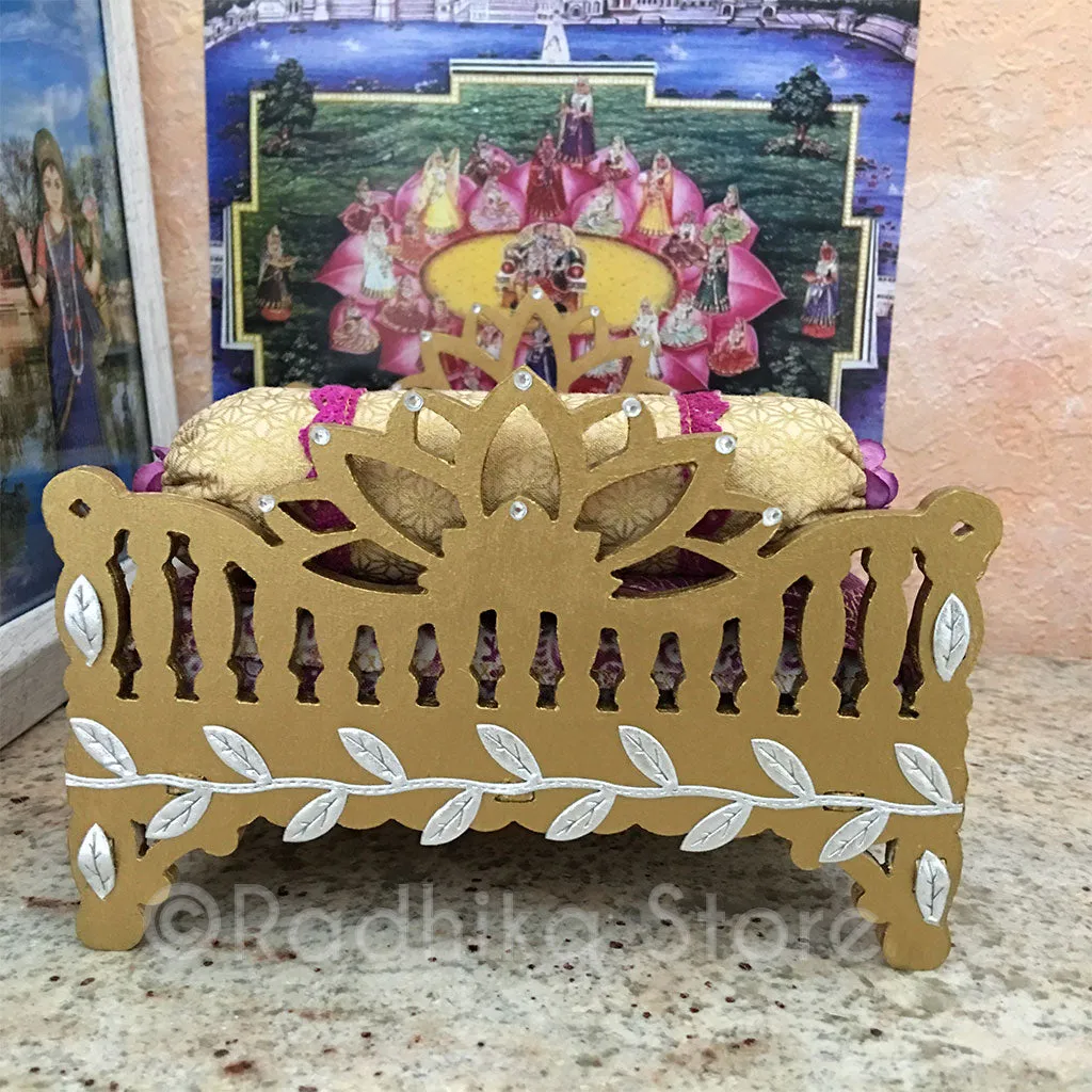 Golden Vrindavan Lotus Bed - 8" Inch