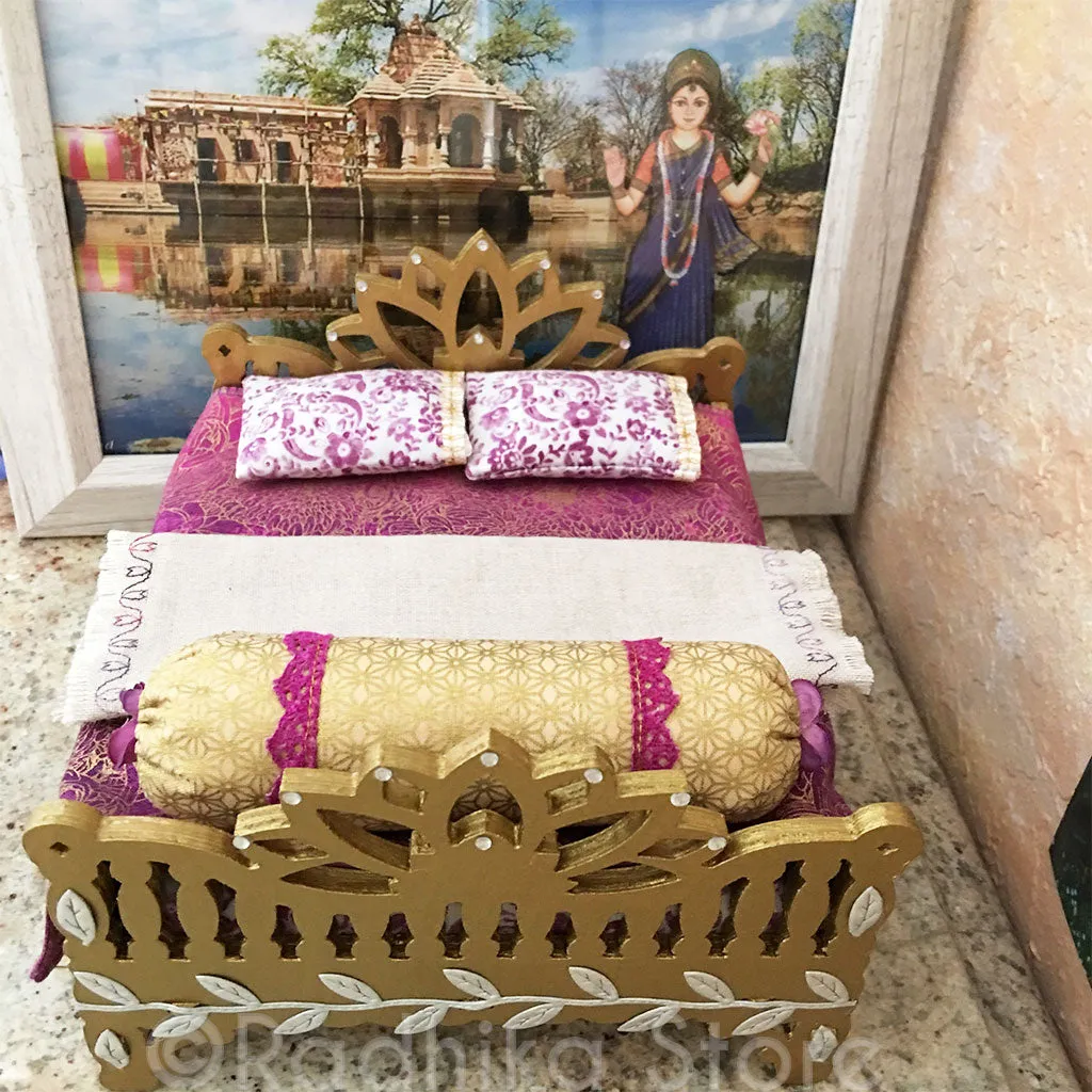 Golden Vrindavan Lotus Bed - 8" Inch