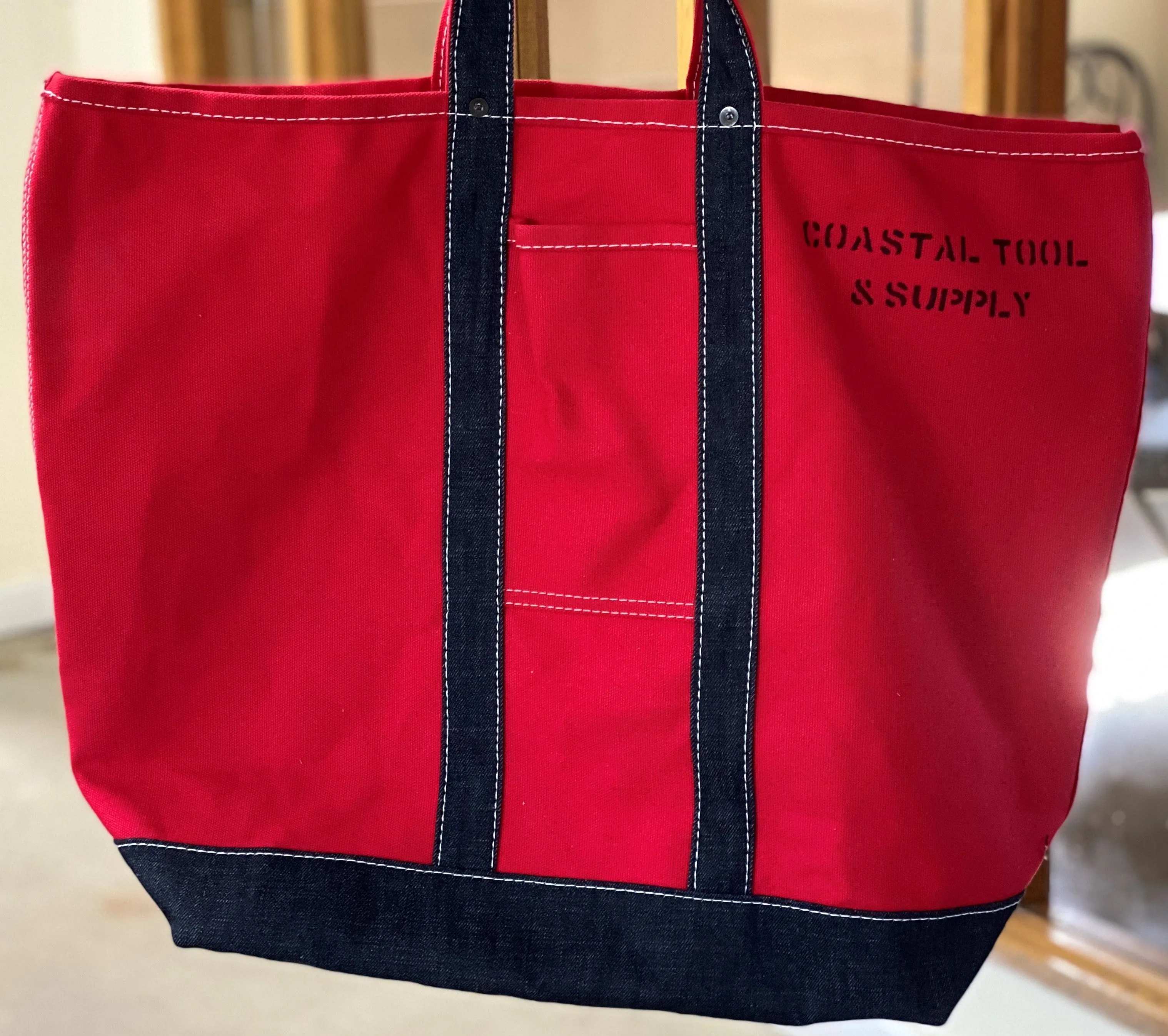 Extra-Large Red Tote Bag with Durable Handles – Perfect for Shopping, Beach, and Travel