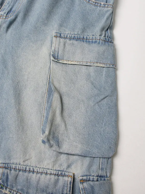 High Waisted Wide Leg Buttoned Hollow Pockets Split-Joint Tube Jumpsuits
