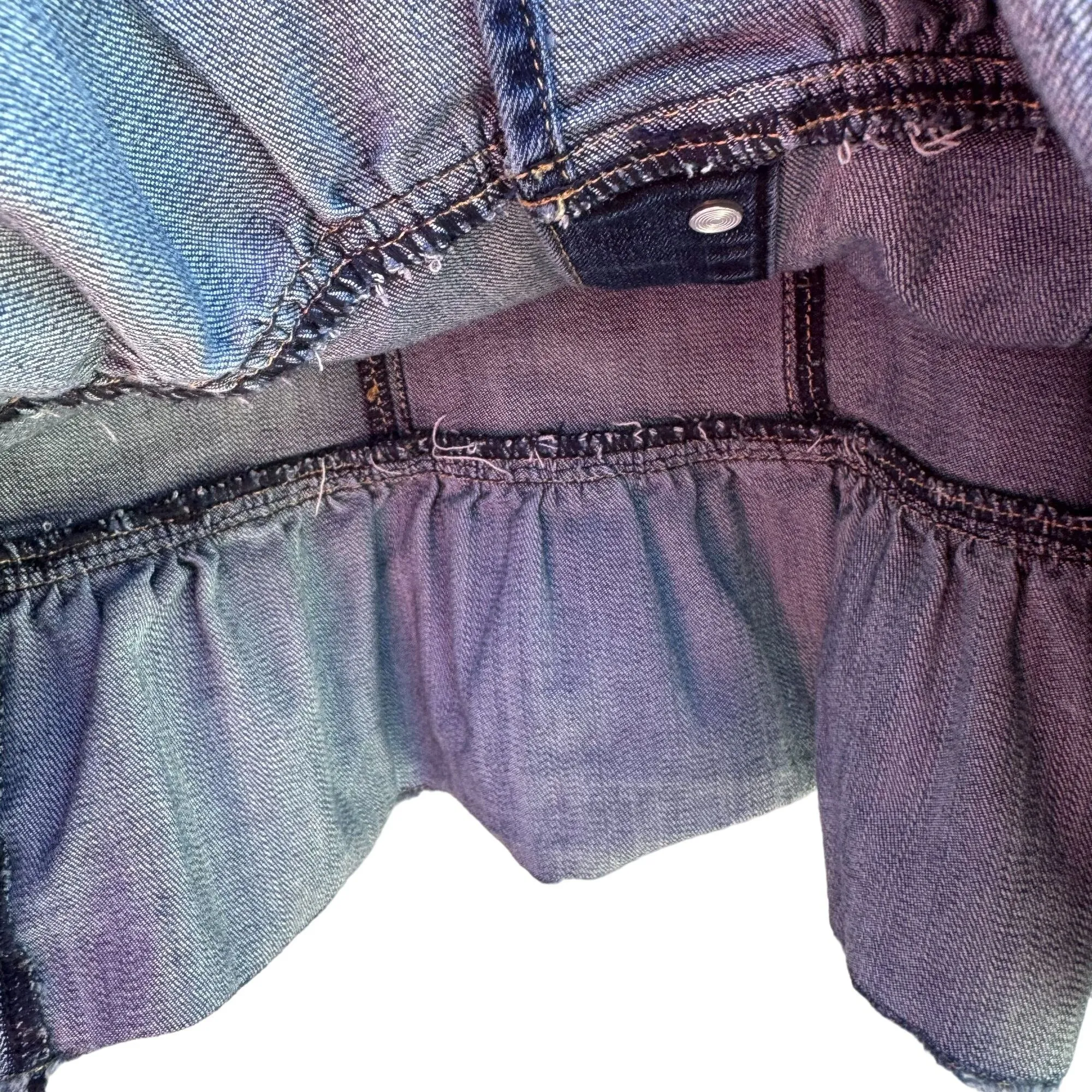 I.N.C. Womens Denim Peplum Long Sleeve Button Up Ruffle Hem Jean Jacket - Medium