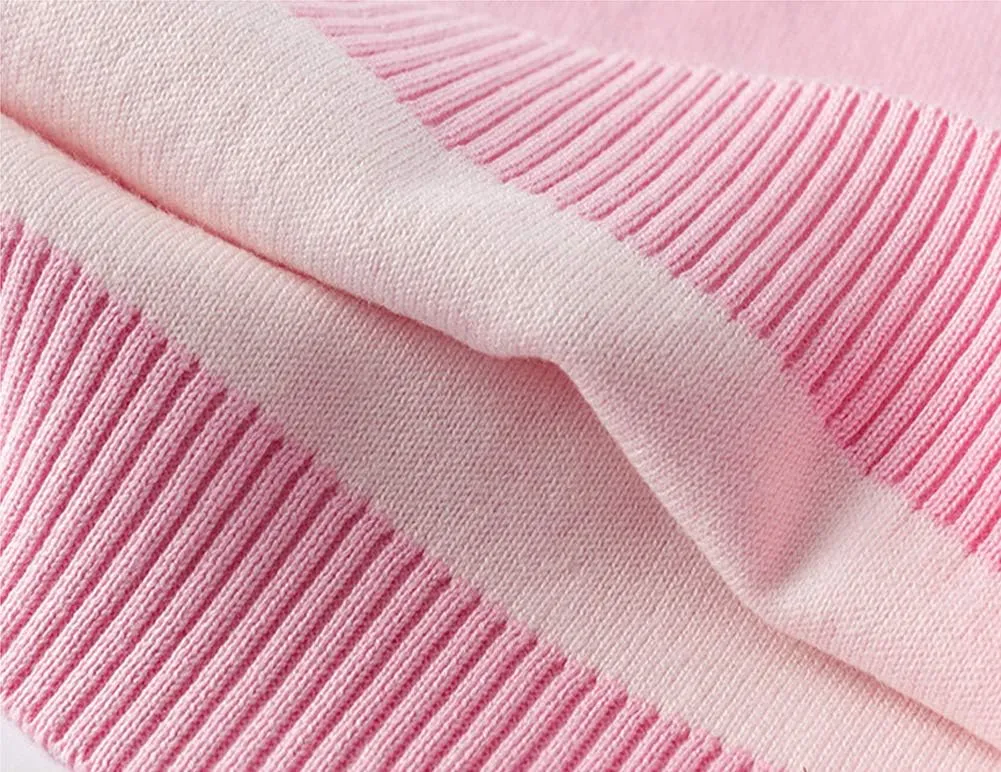 Julerwoo Toddler Girl Pink Pullover Sweaters Rainbow Prints Crewneck Knit Sweater Tops