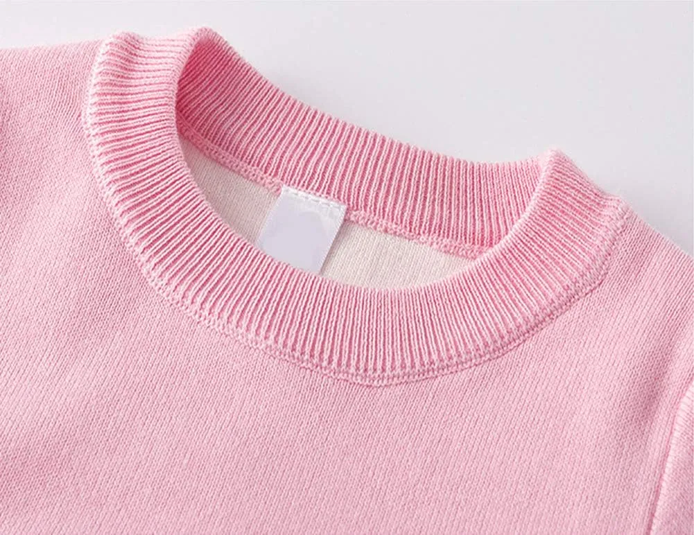 Julerwoo Toddler Girl Pink Pullover Sweaters Rainbow Prints Crewneck Knit Sweater Tops