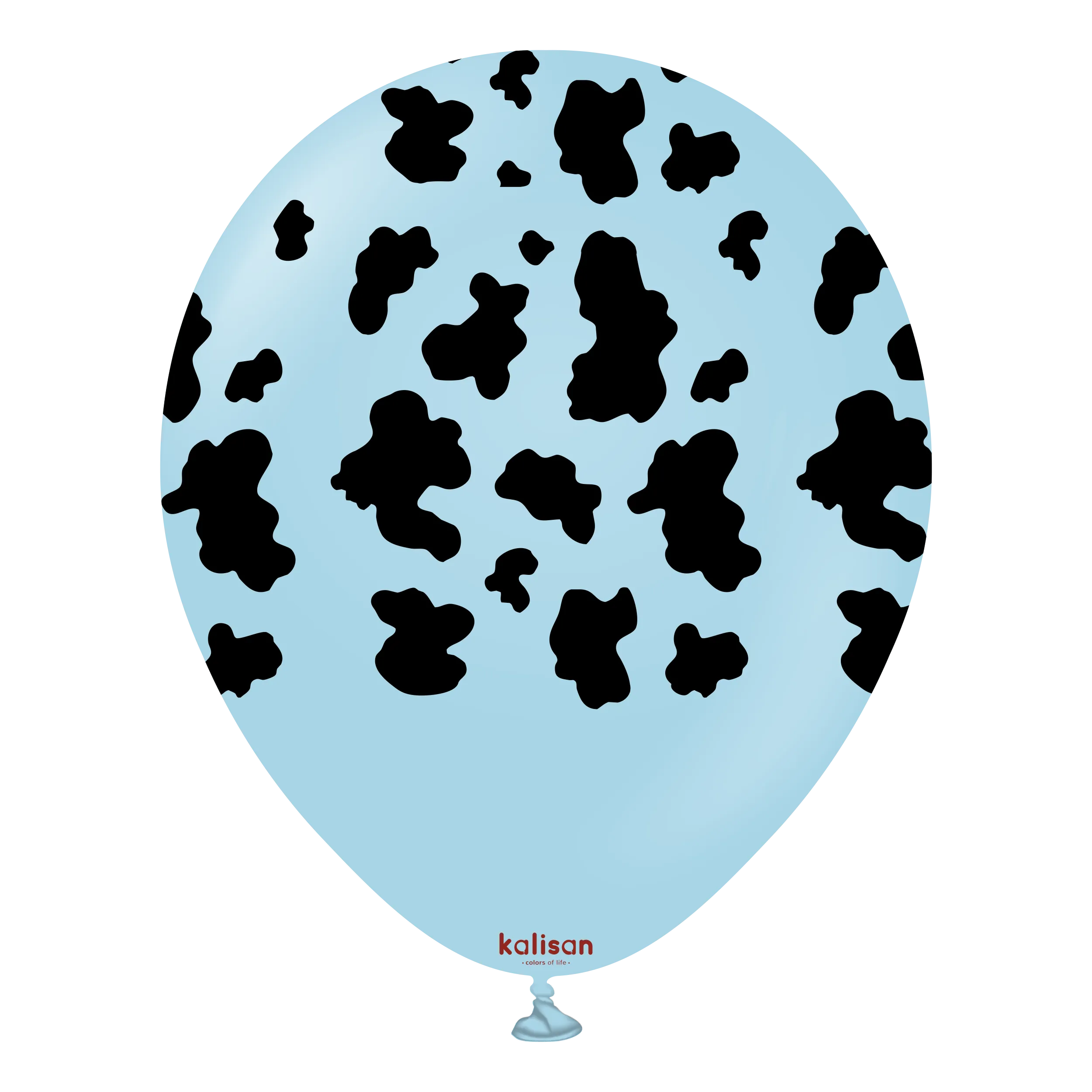 Kalisan 12" Safari Cow Printed Latex Balloon, Color Macaron Blue (Black), 25 pieces