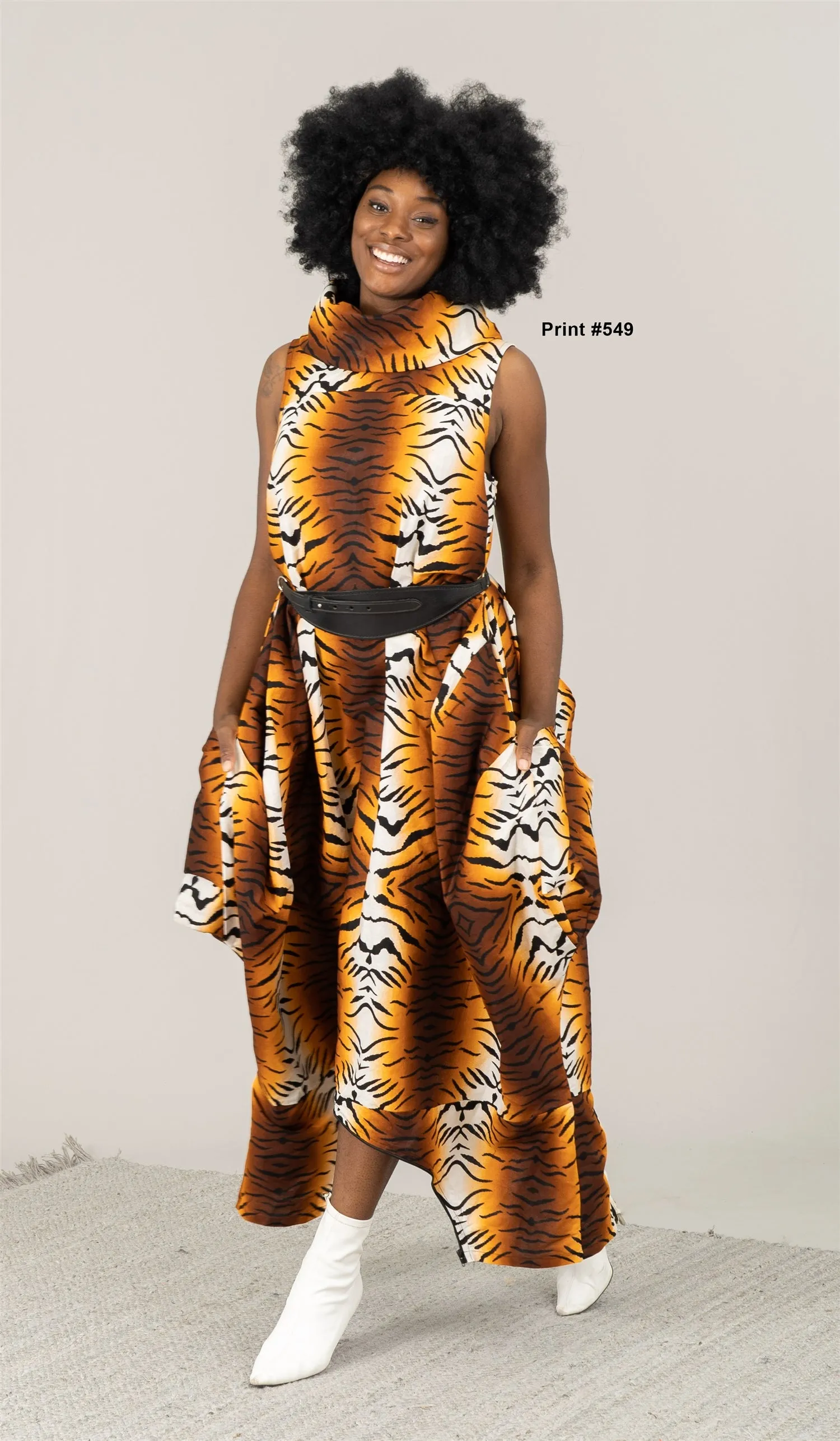 KaraChic 251NP Authentic African Print Sleeveless Bottom Zip Jumpsuit