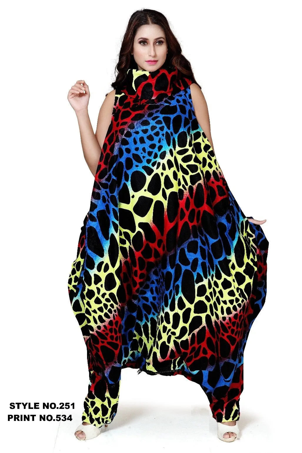 KaraChic 251NP Authentic African Print Sleeveless Bottom Zip Jumpsuit