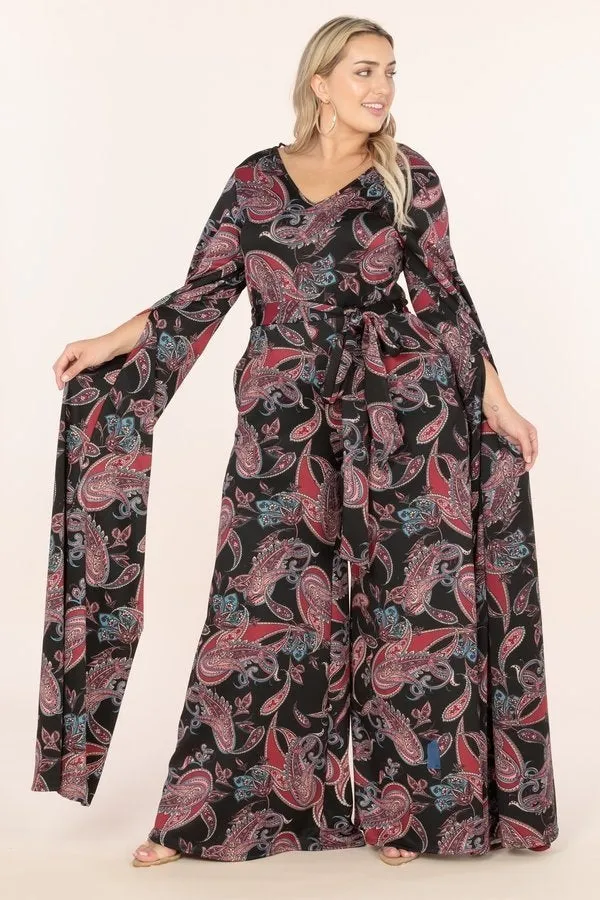 Karen T Designs 9168 Split Sleeve Belted Knit Jumpsuit