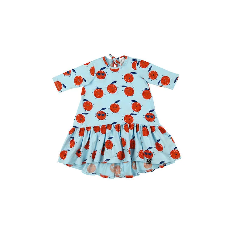 Kukukid Longsleeve Dress Light Blue Orange