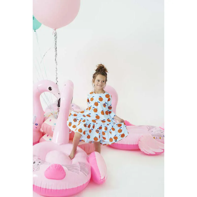 Kukukid Longsleeve Dress Light Blue Orange