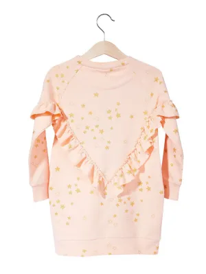 Kukukid WINGS DRESS GOLDEN STARS PINK