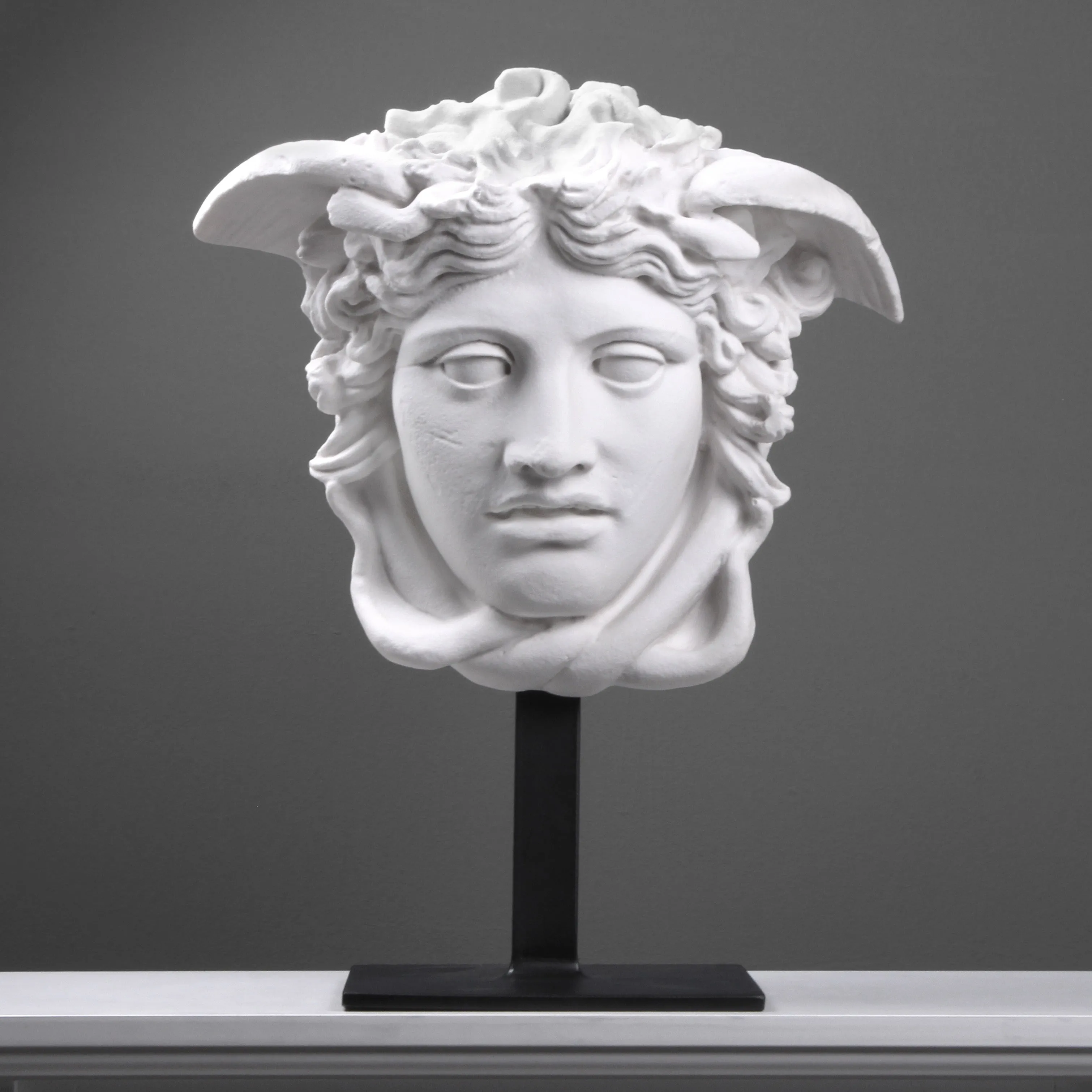 Large Medusa Head Statue on iron Base