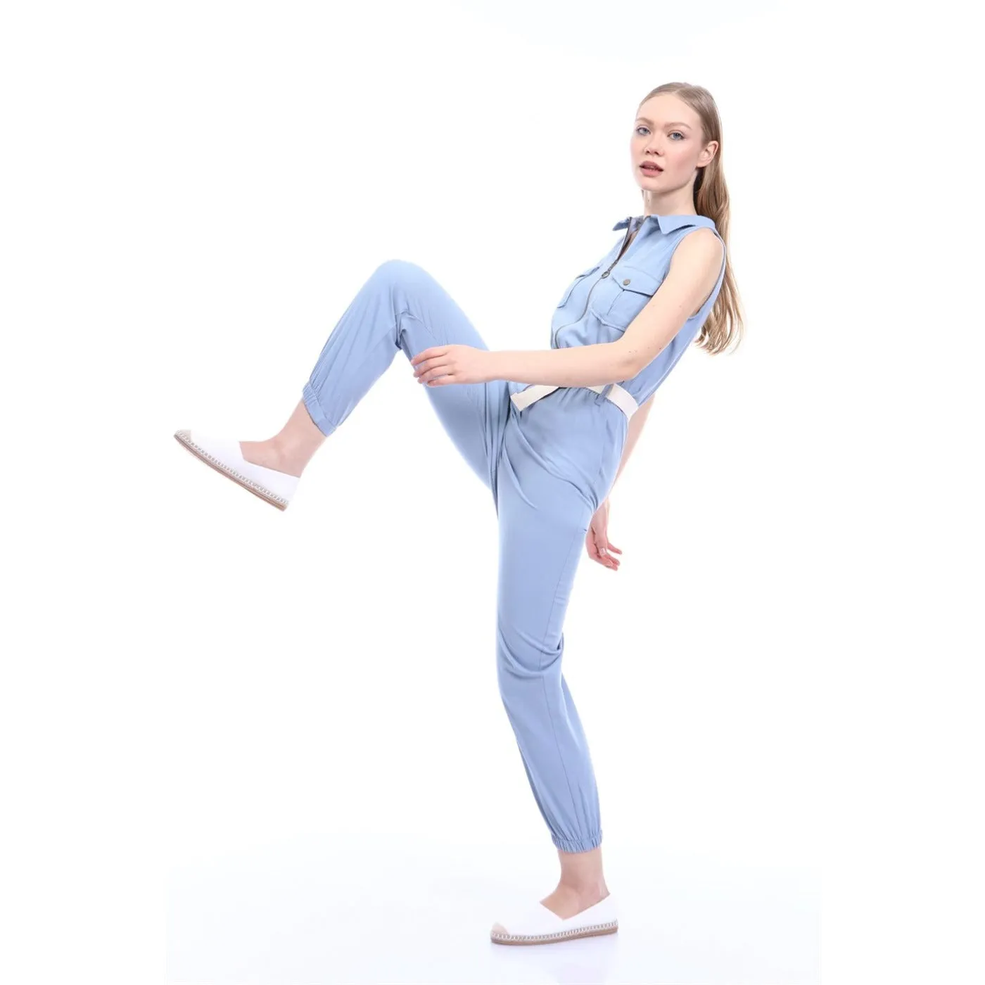 Light Blue Denim Jumpsuit