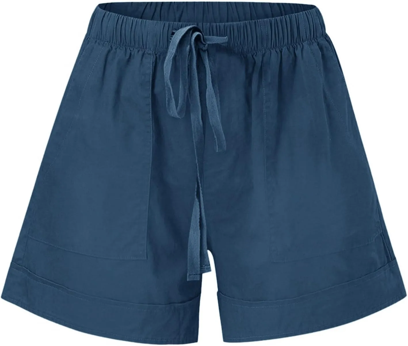 Linen Shorts for Women 2025 Summer Trendy Casual Beach Cotton with Pockets Drawstring Elastic Waist Plus Size Comfy Shorts