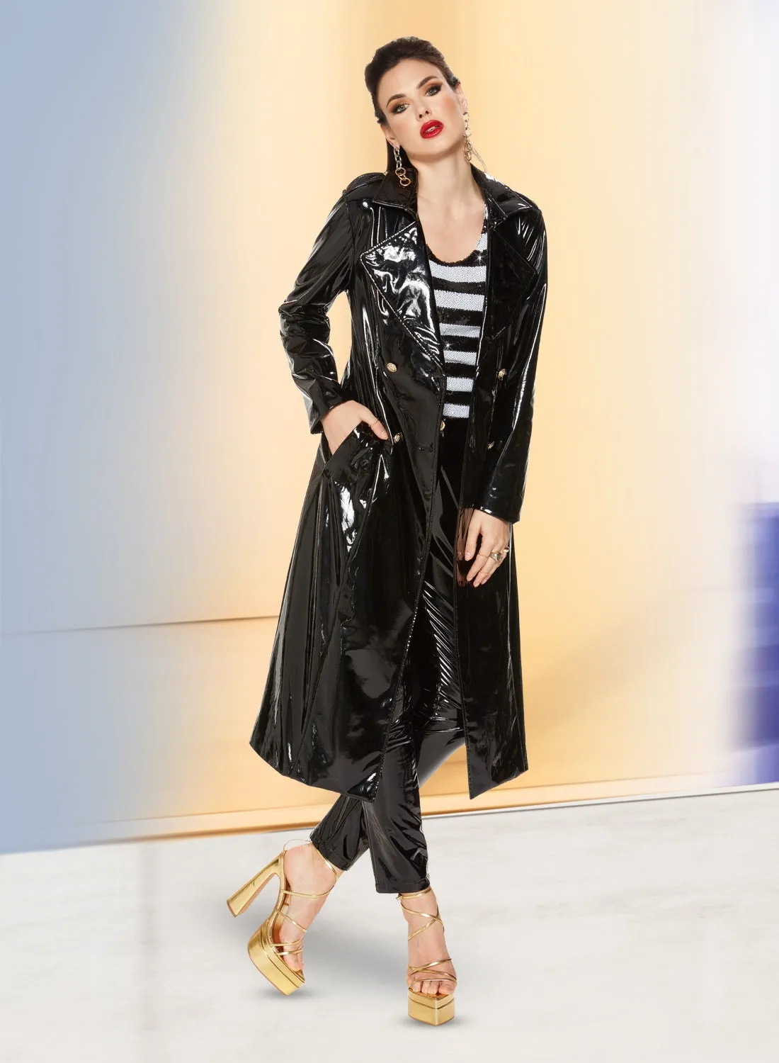 Love the Queen 17502P Faux Patent Leather Pant