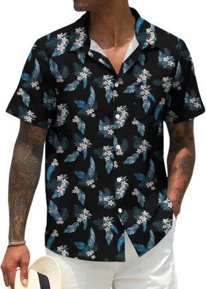 Men Button Up Short Sleeve Hawaiian Shirt Summer Tropical Beach Shirts for Vacation Fishing