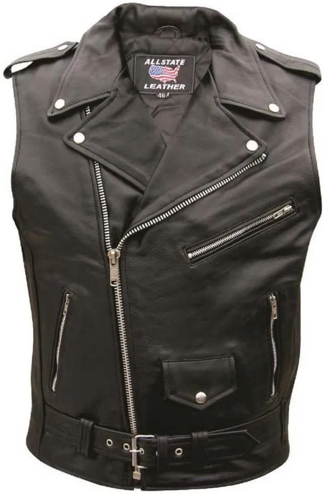 Men's AL2012 Basic Sleeveless Motorcycle Jacket 48 Black