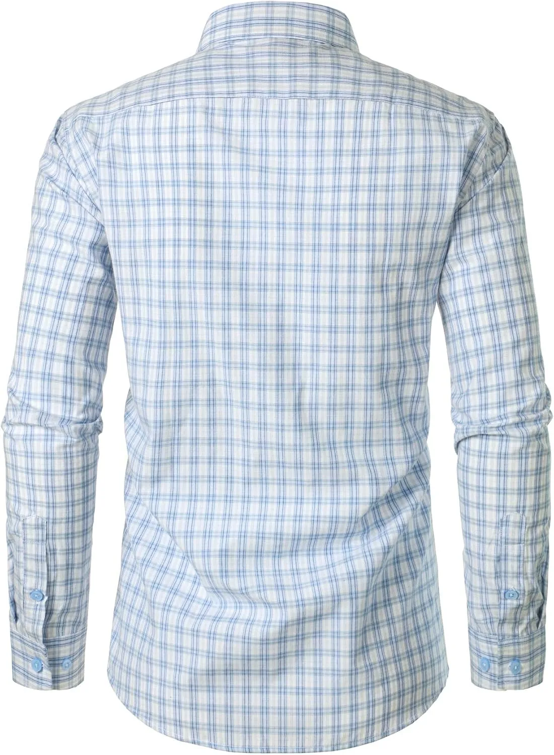 Men's Transitional Weather Slim Fit Long Sleeve Button Down Shirt Business Casual Dress Shirts with Pocket