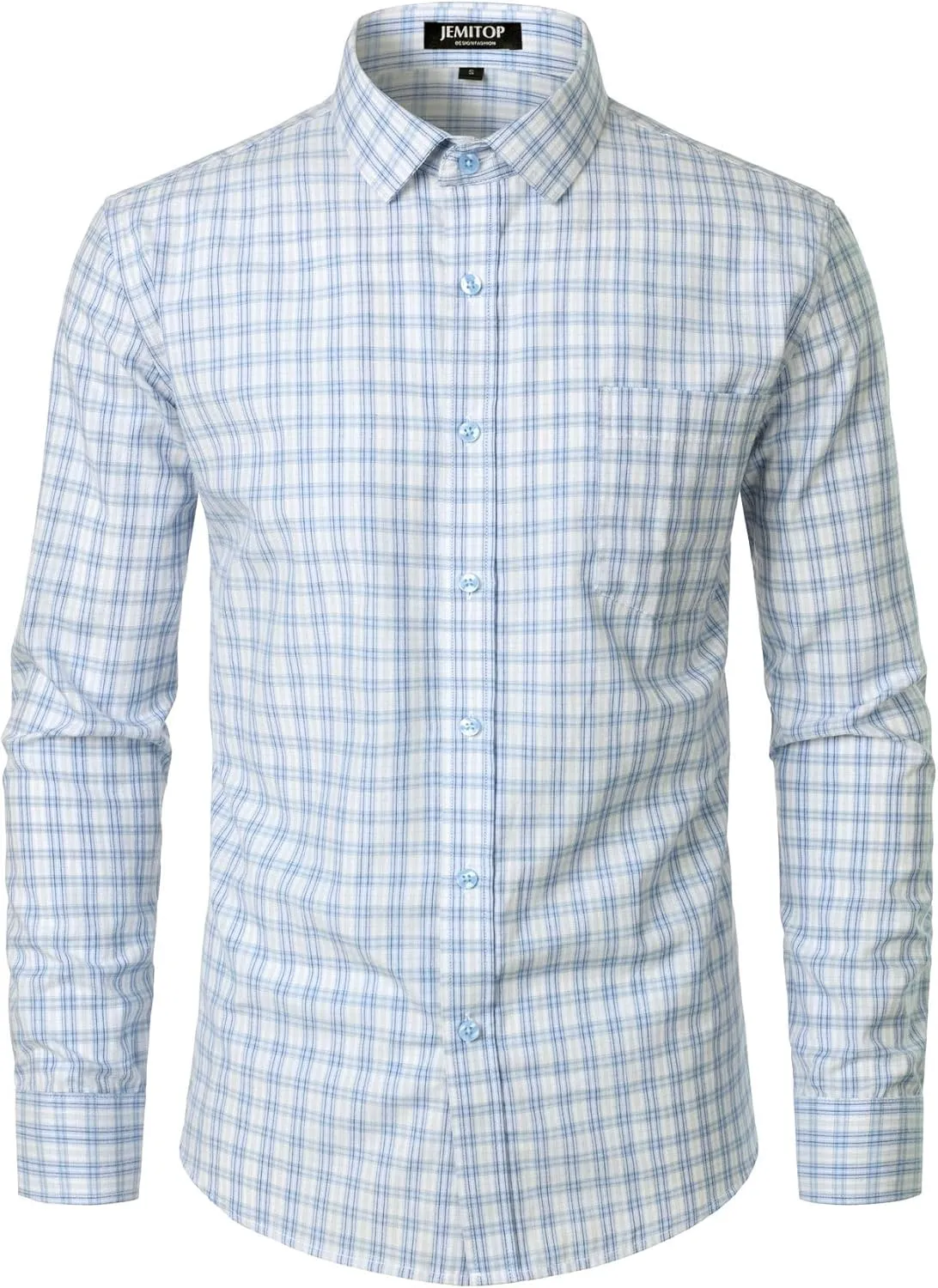 Men's Transitional Weather Slim Fit Long Sleeve Button Down Shirt Business Casual Dress Shirts with Pocket