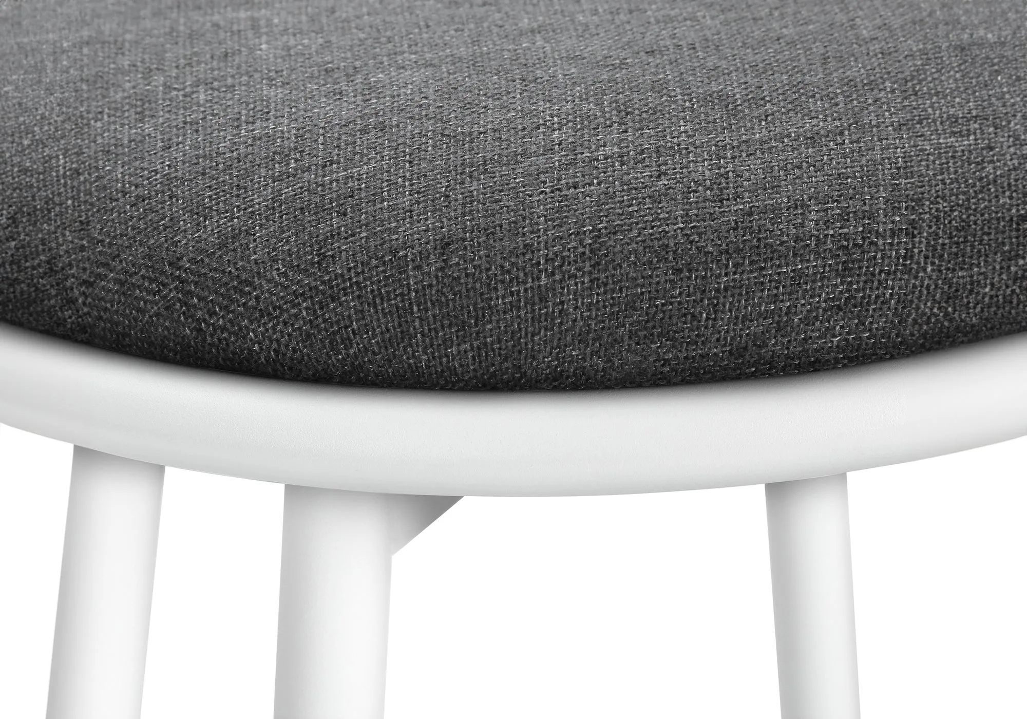 Modern Swivel Bar Stool Set: White Metal, Grey Leather Look - Set of 2